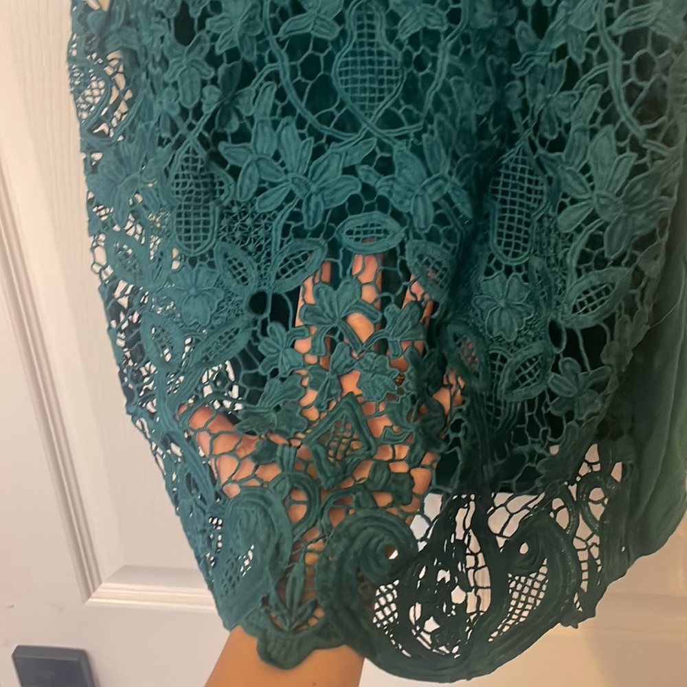 Anthropologie James Coviello teal floral lace sleeveless tank top - Picture 4 of 4
